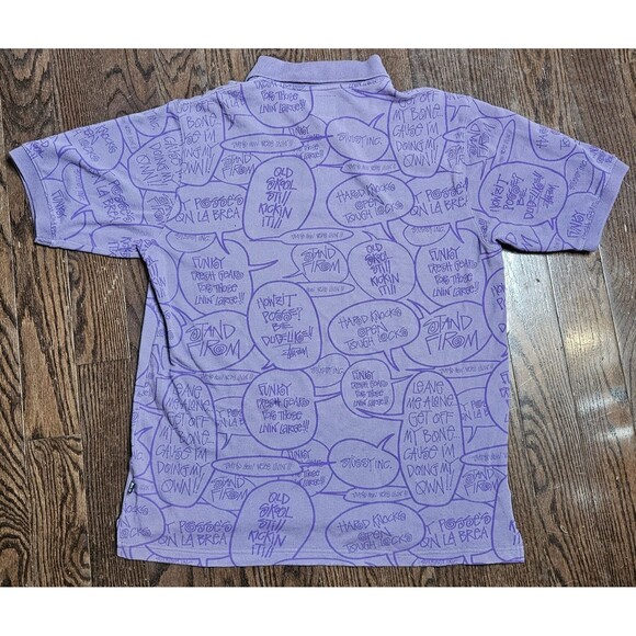 Rare old Stussy all-over print speech bubble polo shirt, size XL - Picture 11 of 13